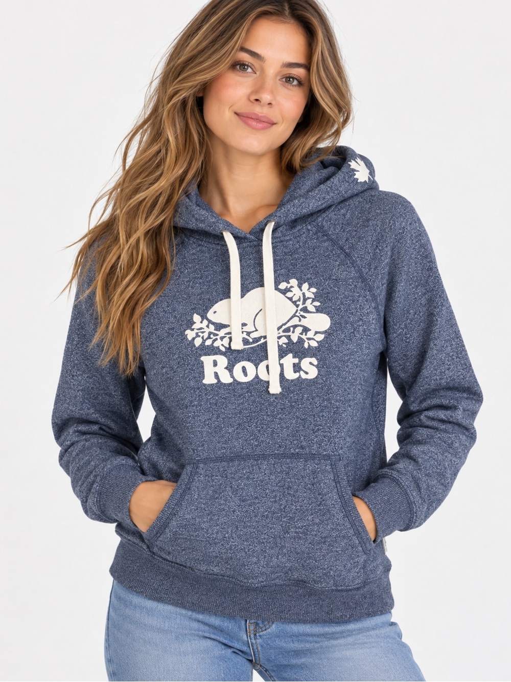 Roots Women’s Blue Salt & Pepper Pullover Hoodie Size S